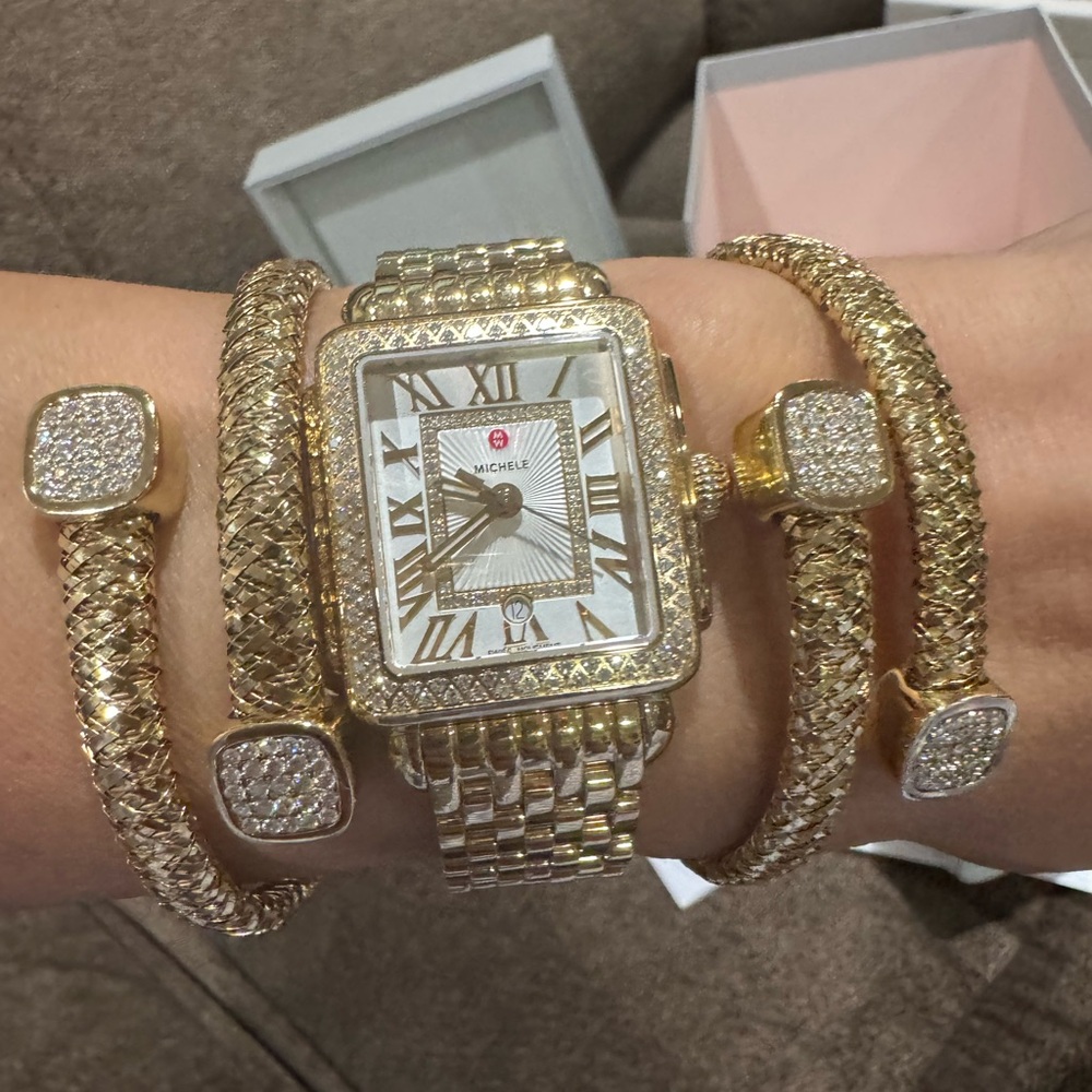 Dazzling MICHELE Deco Diamond Bezel Watch – .60 CTW – Ref. MWW06G000003 - Picture 9 of 17